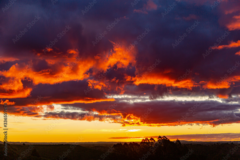 Fiery sunset in Eastern Bay of Plenty, New Zealand