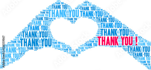 Thank You animated word cloud on a white background.  photo