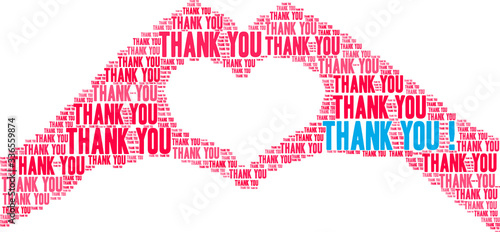 Thank You animated word cloud on a white background. . 