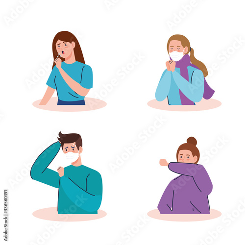 young people sick avatar characters vector illustration design