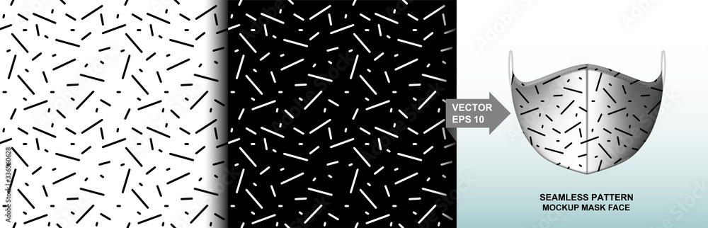 Abstract. black and white background pattern seamless design for mask face, pillow, print, fashion, clothing, fabric, gift wrap. mockup template mask face seamless pattern. Vector. Abstract. black and white background pattern seamless design for mask face, pillow, print, fashion, clothing, fabric, gift wrap. mockup template mask face seamless pattern. Vector.