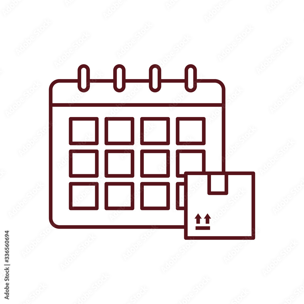fast delivery concept, calendar and box, line style fast delivery concept, calendar and box, line style