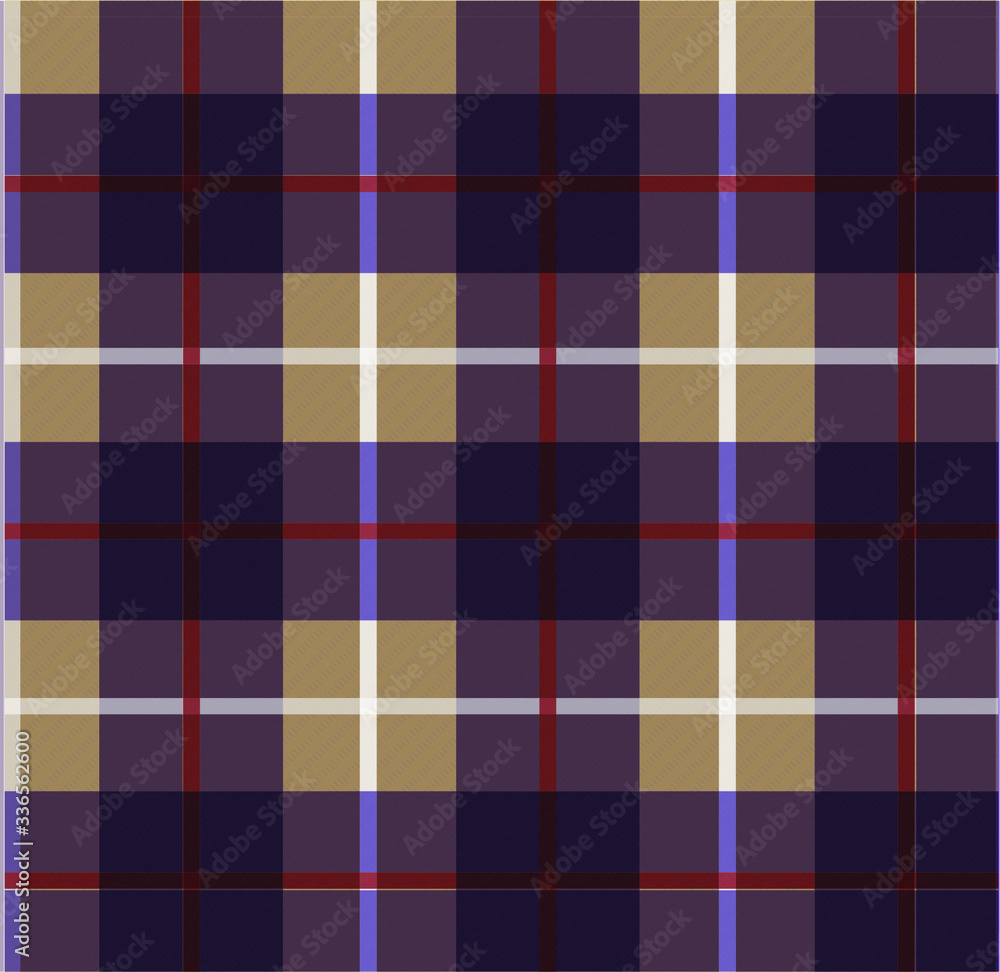 Obraz premium Cream & Purple Tartan Seamless Pattern - Fabric - Wallpaper - Background