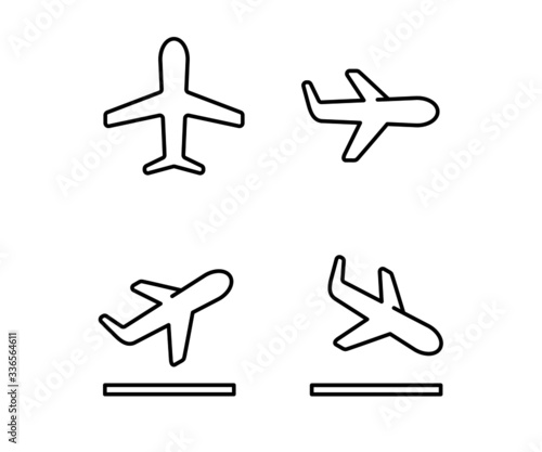 飛行機のアイコンセット／離陸／着陸