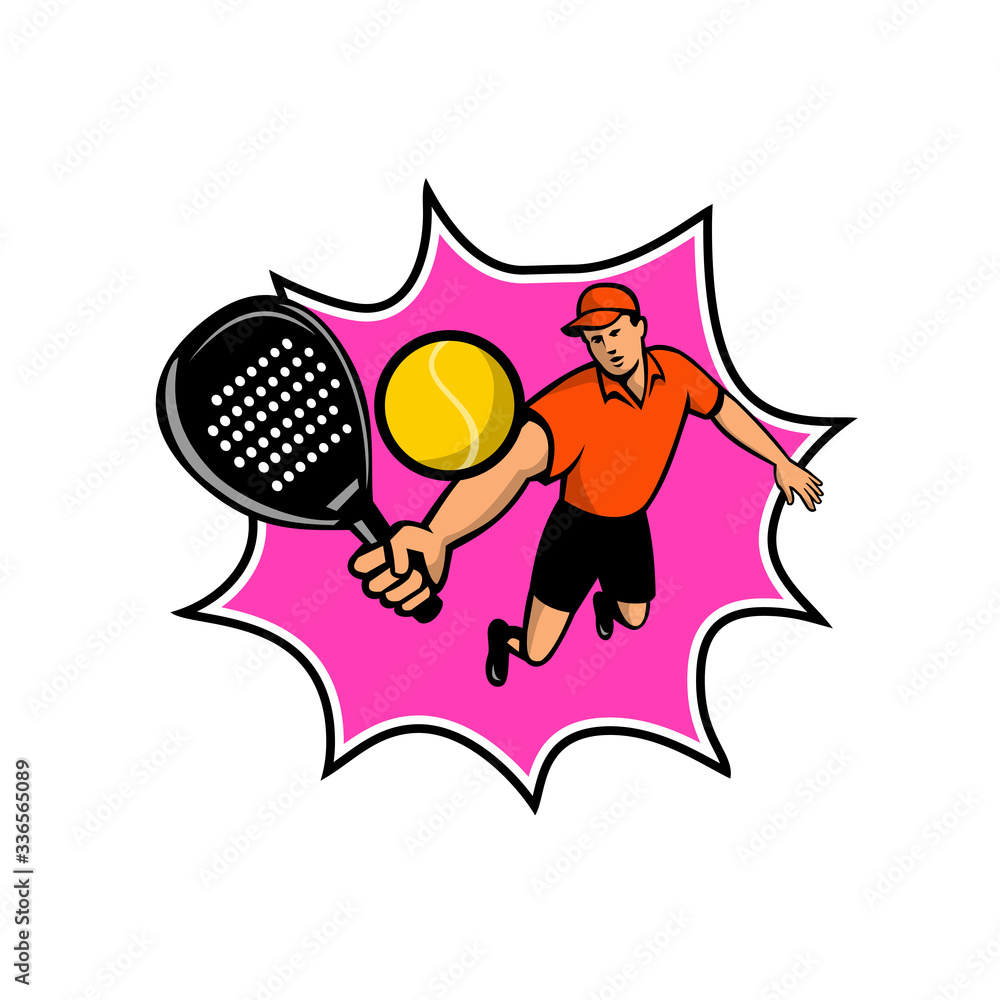 Mascot icon illustration of a padel player, a racquet sport with ...