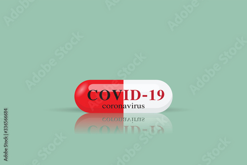 Covid-19 antiviral drug capsules. illustrator Vector
