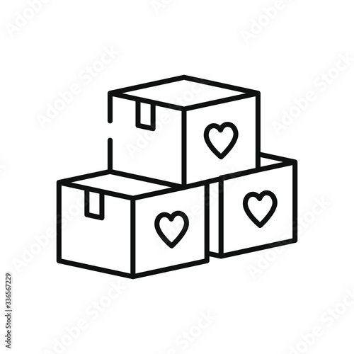 humanitarian aid boxes icon, line style
