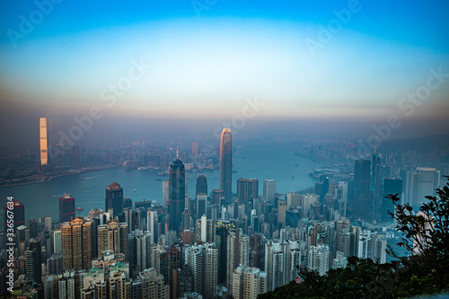 hong kong skyline at sunset © junaid