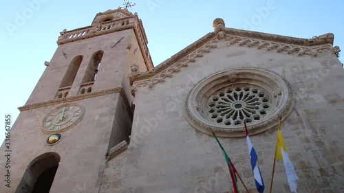 Cathedral of Saint Mark in Korcula old town, Croatia. Korcula is a historic fortified town on the protected east coast of the island of Korcula