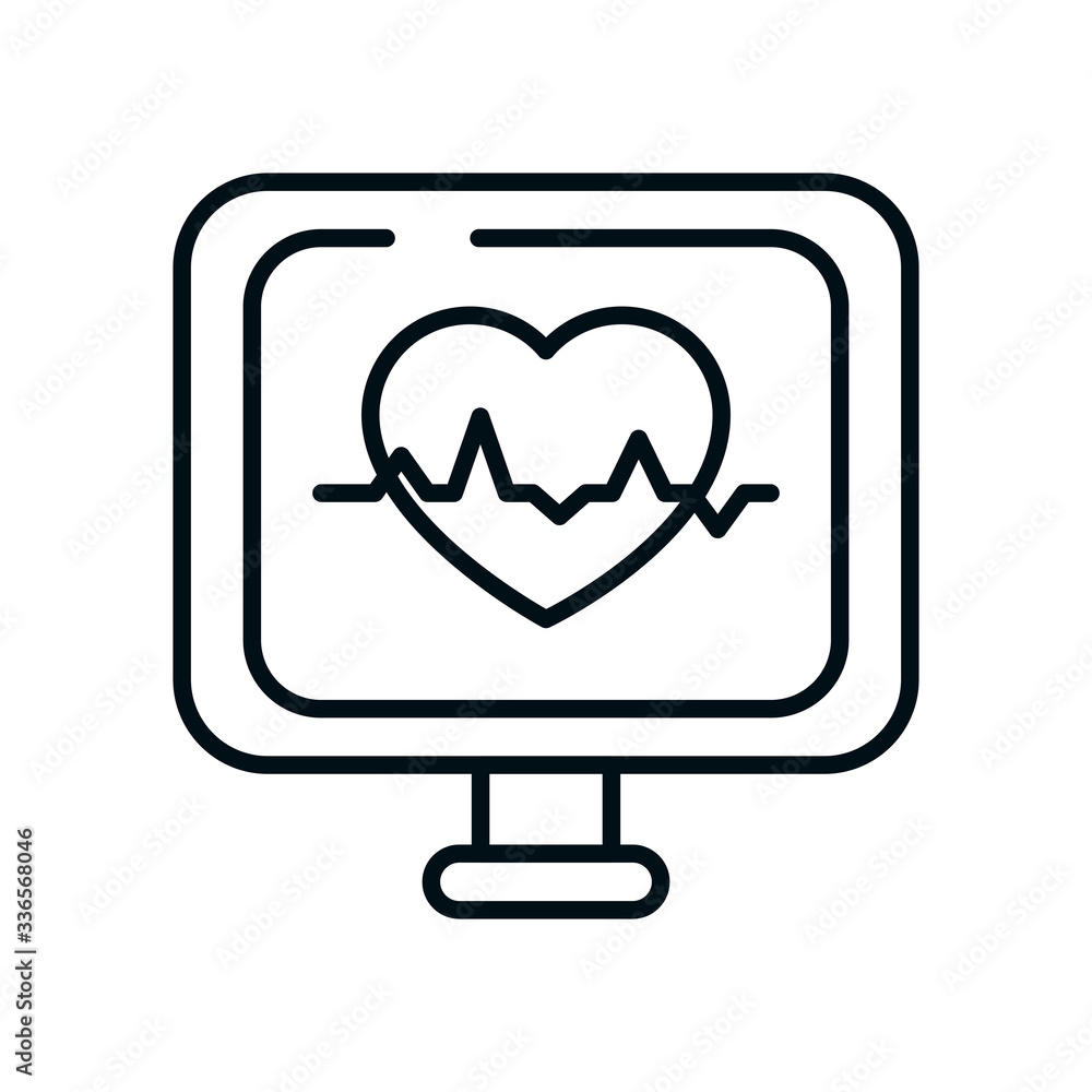 cardio monitor icon, line style cardio monitor icon, line style