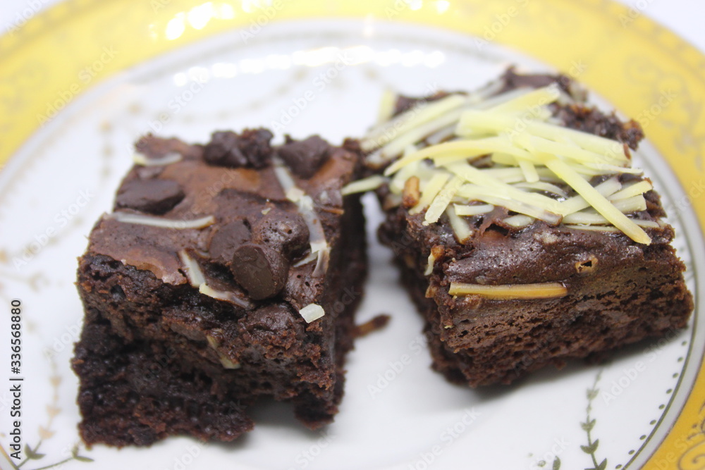 Black forest cake in oval plate