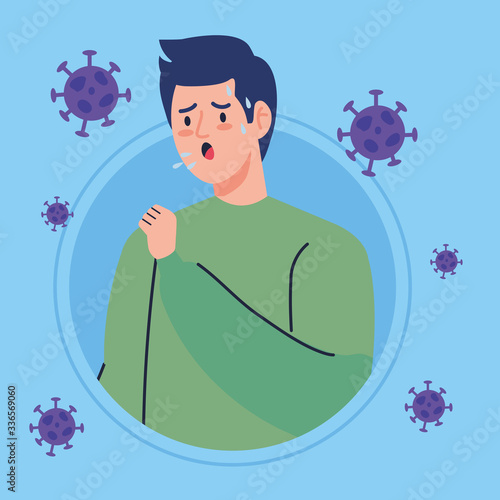 man coughing sick of coronavirus 2019 ncov vector illustration design