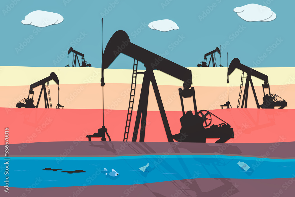 Fototapeta premium Environmental 3D illustration. Pump jack. Oil well