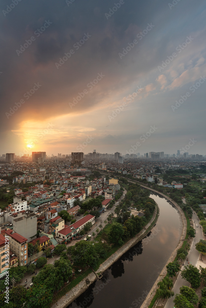 aerial view of the hanoi city