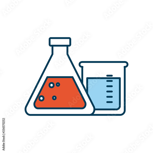 chemical flasks icon, line and fill style