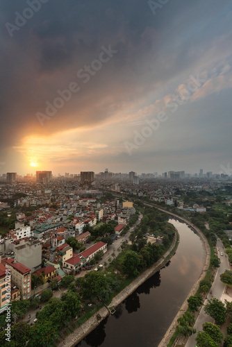 aerial view of the hanoi city