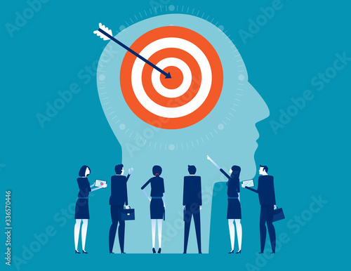 Business team customer target development for marketing. Data analysis purchaser concept