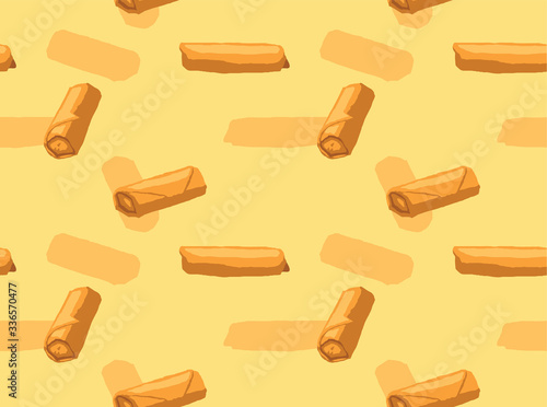 Spring Rolls Dim Sum Vector Seamless Background Wallpaper-01
