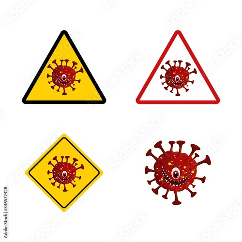 set warning sign virus. Lockdown Pandemic stop Novel Coronavirus outbreak covid-19. vector