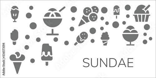 Modern Simple Set of sundae Vector filled Icons