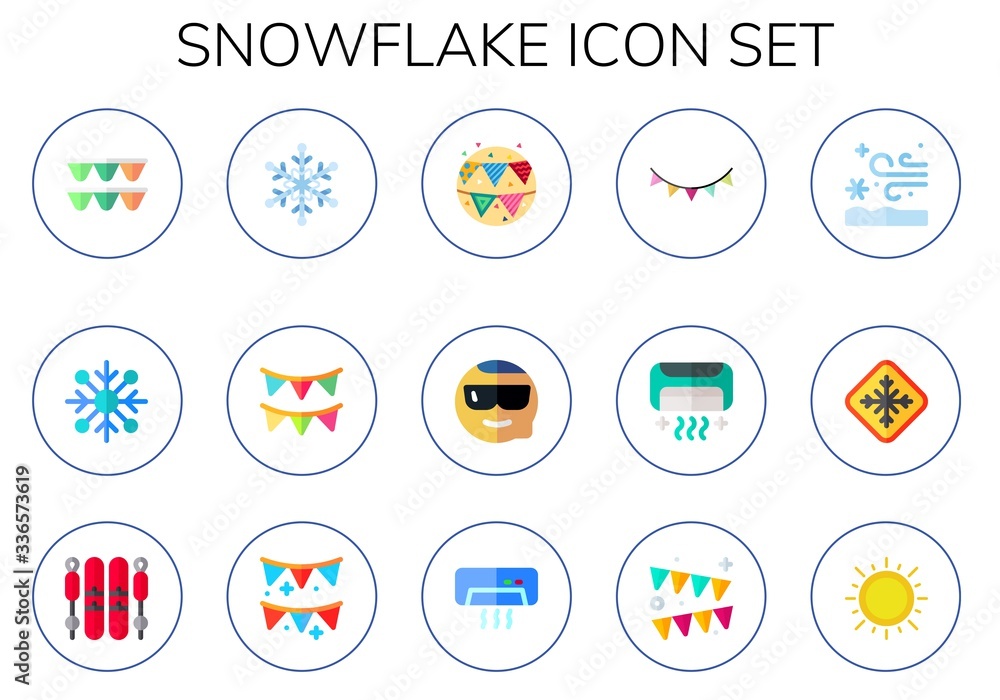 Modern Simple Set of snowflake Vector flat Icons