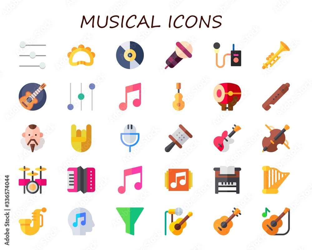 Modern Simple Set of musical Vector flat Icons Modern Simple Set of musical Vector flat Icons