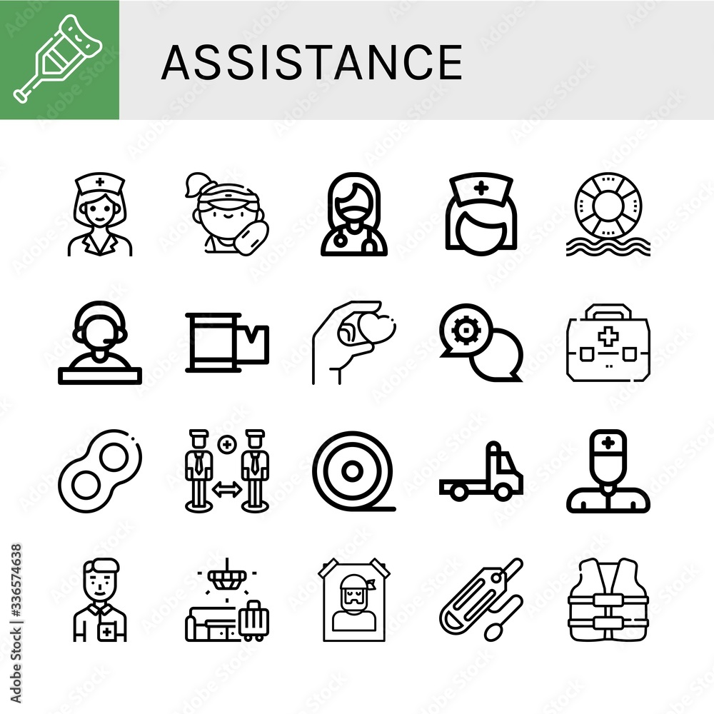 assistance simple icons set assistance simple icons set