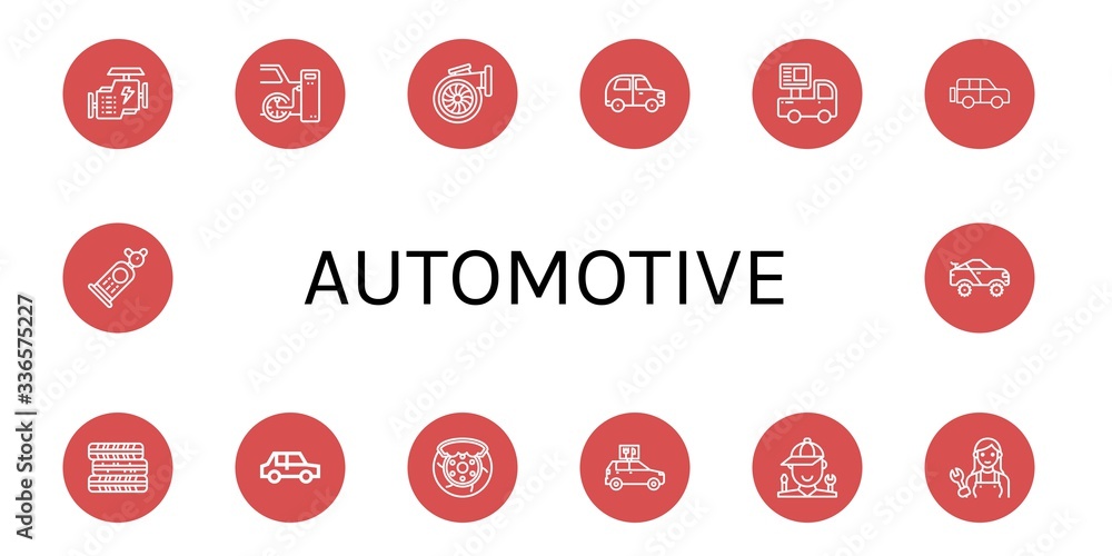 Set of automotive icons Set of automotive icons