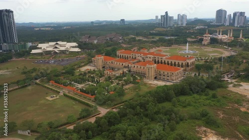 4K Aerial view of administrative building near lakeside. Iskandar Puteri, Johor Bahru photo