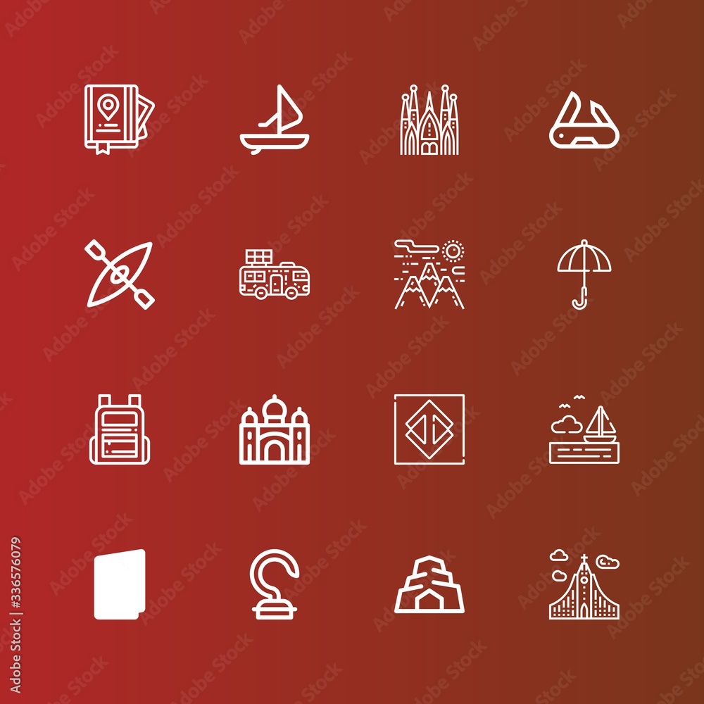 Editable 16 tourism icons for web and mobile Editable 16 tourism icons for web and mobile