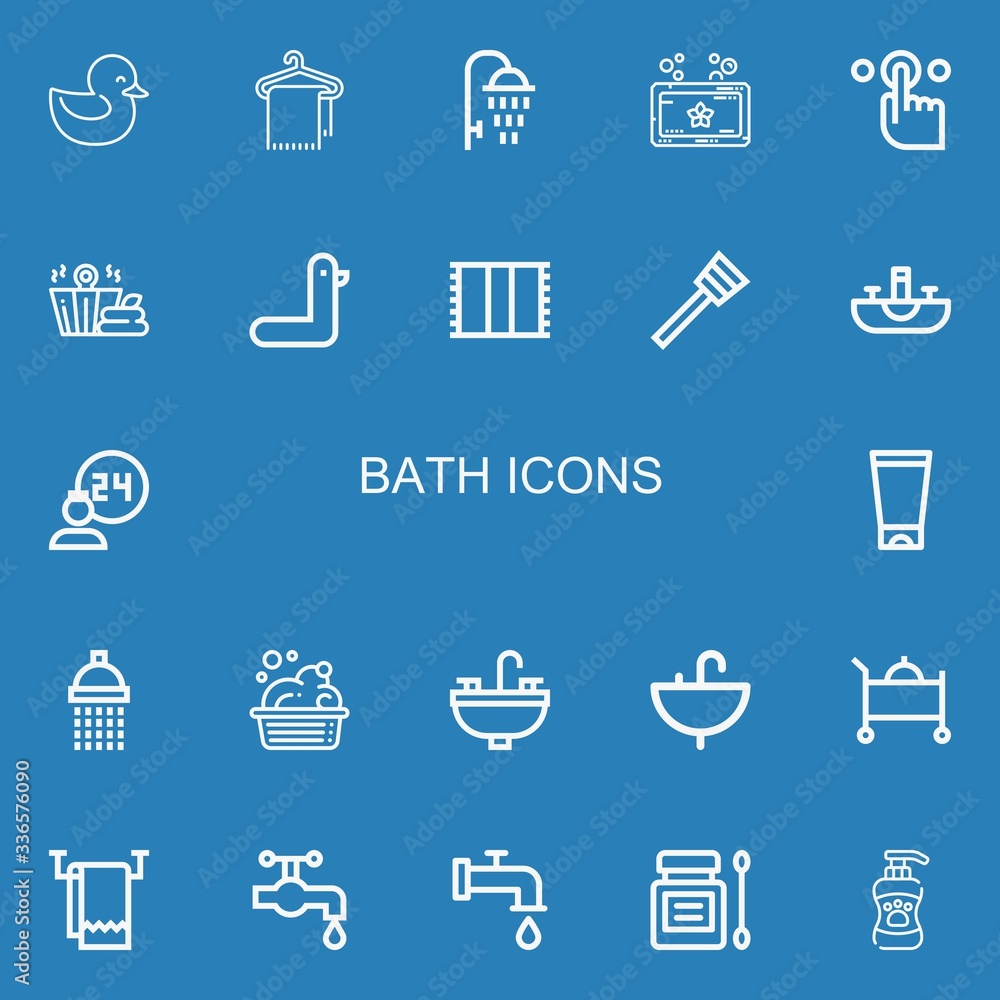 Editable 22 bath icons for web and mobile