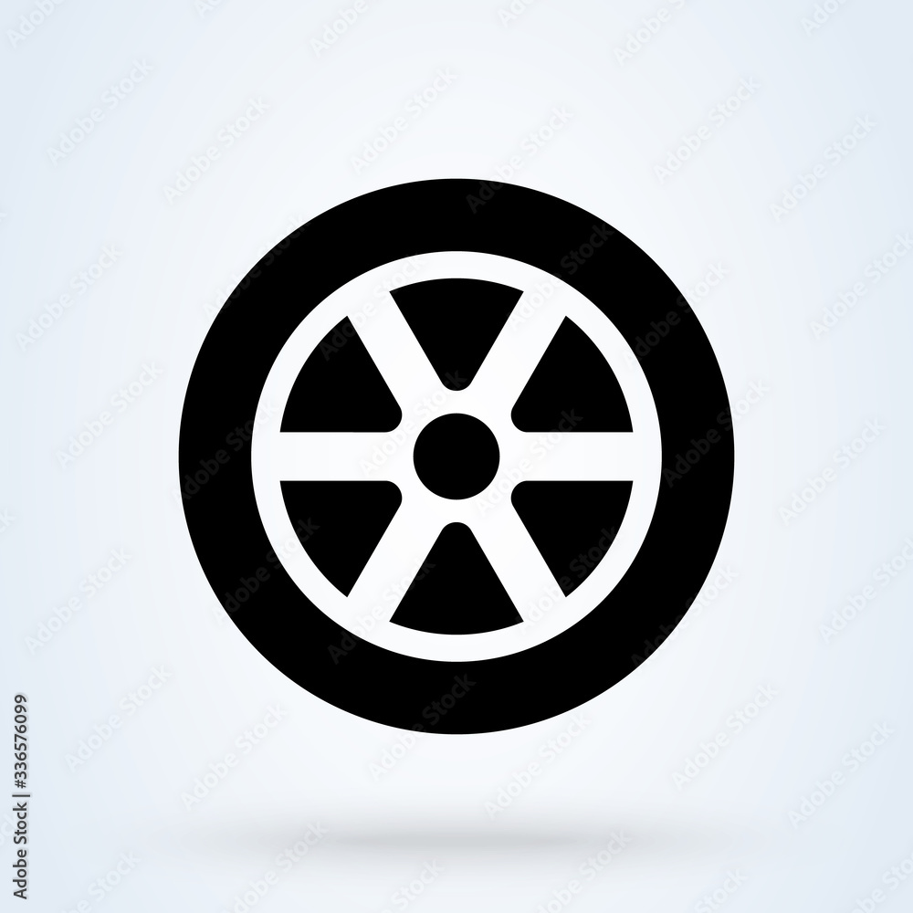 Car wheel icon. flat car tyre symbol Car wheel icon. flat car tyre symbol
