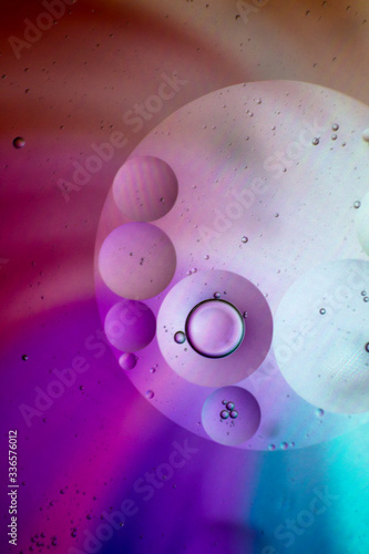 abstract of oil drops on a colorful background