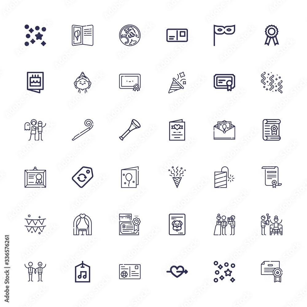 Editable 36 invitation icons for web and mobile
