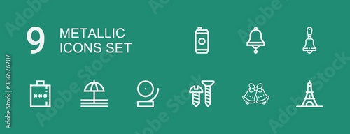 Editable 9 metallic icons for web and mobile
