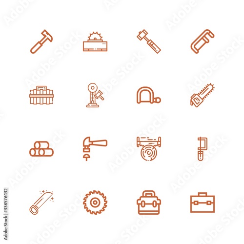 Editable 16 carpentry icons for web and mobile