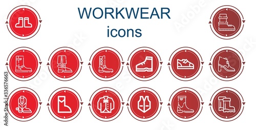 Editable 14 workwear icons for web and mobile