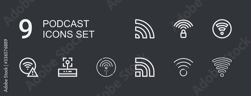 Editable 9 podcast icons for web and mobile