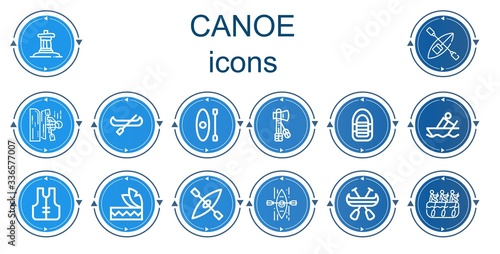 Editable 14 canoe icons for web and mobile
