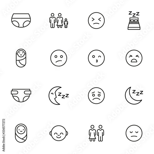 Icon set of baby.