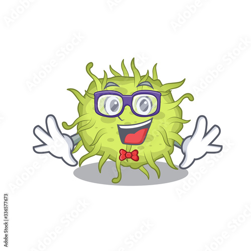 Mascot design style of geek bacteria coccus with glasses