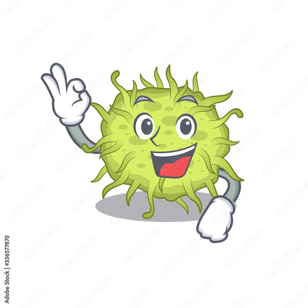 bacteria coccus mascot design style with an Okay gesture finger bacteria coccus mascot design style with an Okay gesture finger