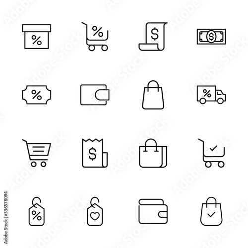 Modern thin line icons set of market.