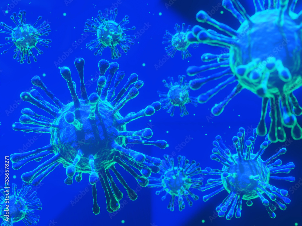 3D rendering. covid-2019 virus Built-in fluorescent virus Concept developed from a novel coronavirus that responds to the pandemic of influenza in Asia and scourge throughout the world 3D rendering. covid-2019 virus Built-in fluorescent virus Concept developed from a novel coronavirus that responds to the pandemic of influenza in Asia and scourge throughout the world