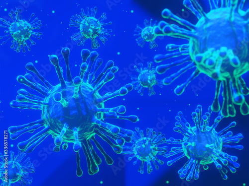 3D rendering. covid-2019 virus Built-in fluorescent virus Concept developed from a novel coronavirus that responds to the pandemic of influenza in Asia and scourge throughout the world