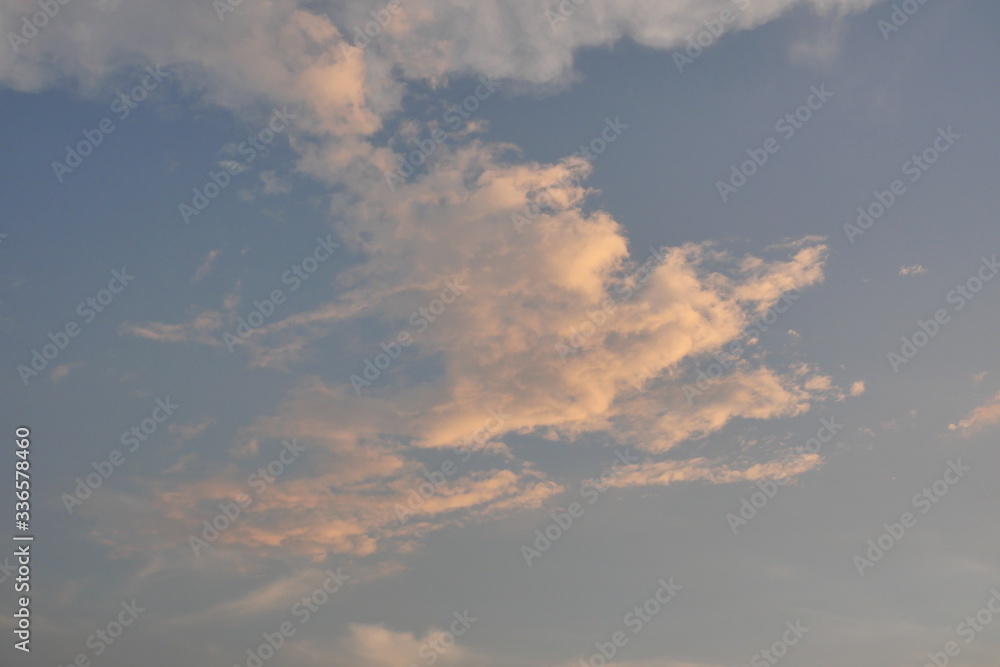 Cumulus cloud on beautiful blue sky , Fluffy clouds formations at tropical zone , Thailand	