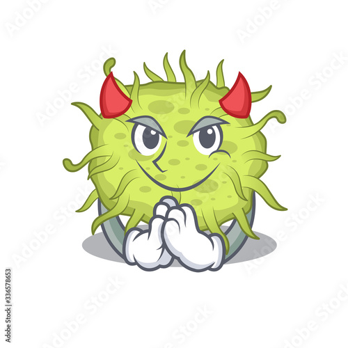 bacteria coccus dressed as devil cartoon character design style