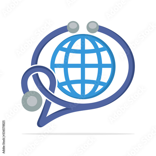 Illustration icon concept of support for global medical information services.