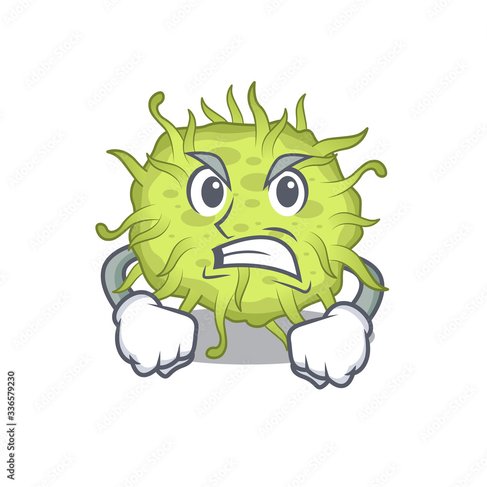 Mascot design concept of bacteria coccus with angry face Mascot design concept of bacteria coccus with angry face