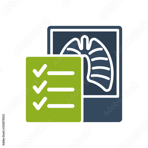 Illustrated icon with the concept of a diagnostic report from an x ray photo.